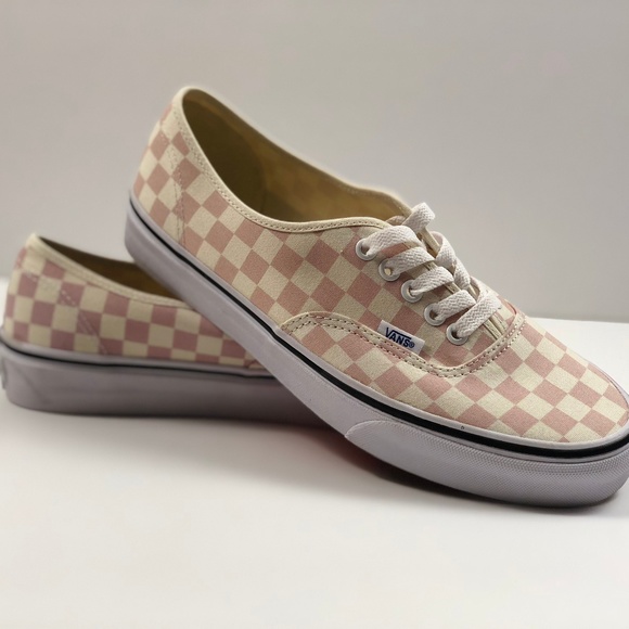 chalk pink checkered vans